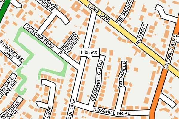 L39 5AX map - OS OpenMap – Local (Ordnance Survey)