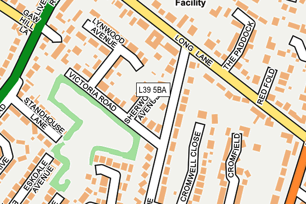 L39 5BA map - OS OpenMap – Local (Ordnance Survey)