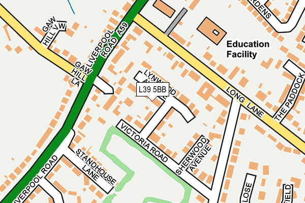 L39 5BB map - OS OpenMap – Local (Ordnance Survey)