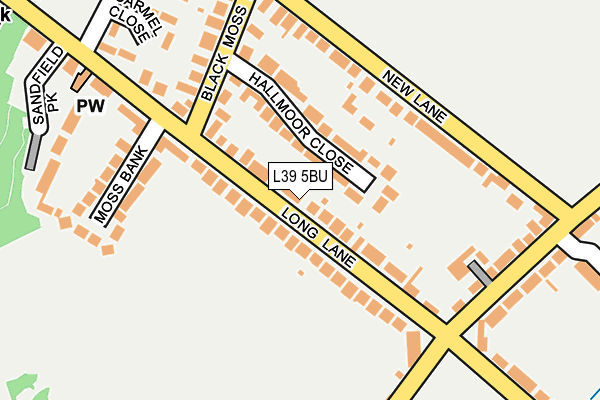 L39 5BU map - OS OpenMap – Local (Ordnance Survey)