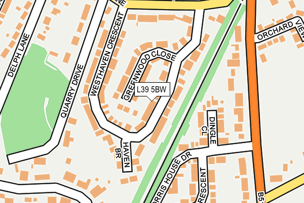 L39 5BW map - OS OpenMap – Local (Ordnance Survey)