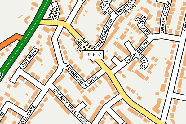 L39 5DZ map - OS OpenMap – Local (Ordnance Survey)