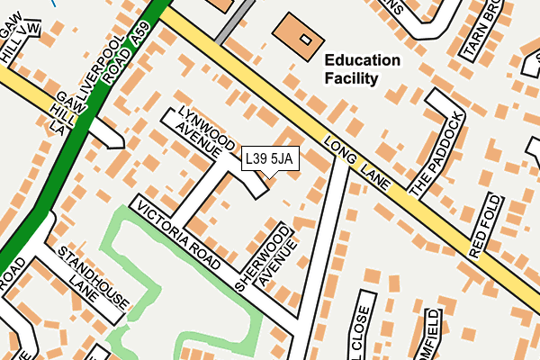 L39 5JA map - OS OpenMap – Local (Ordnance Survey)