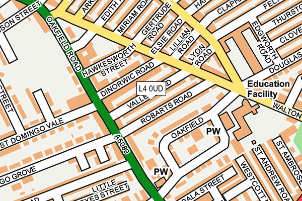 L4 0UD map - OS OpenMap – Local (Ordnance Survey)