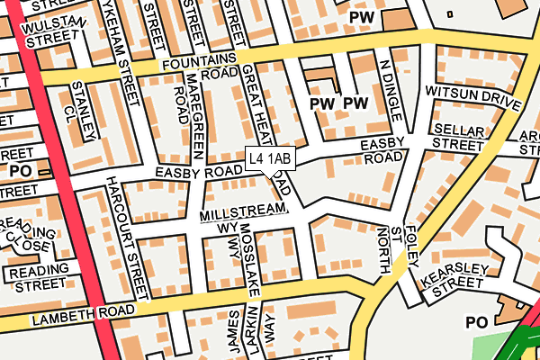 L4 1AB map - OS OpenMap – Local (Ordnance Survey)