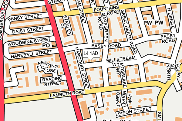 L4 1AD map - OS OpenMap – Local (Ordnance Survey)