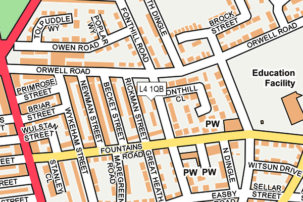 L4 1QB map - OS OpenMap – Local (Ordnance Survey)