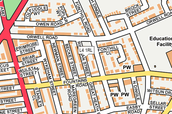 L4 1RL map - OS OpenMap – Local (Ordnance Survey)