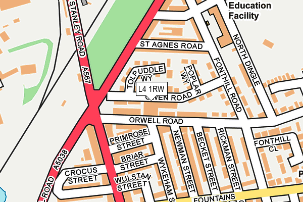 L4 1RW map - OS OpenMap – Local (Ordnance Survey)