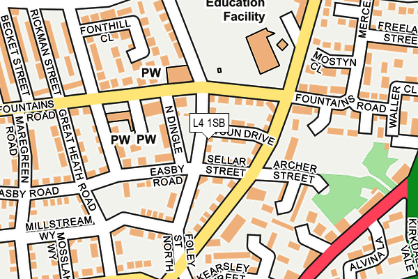 L4 1SB map - OS OpenMap – Local (Ordnance Survey)