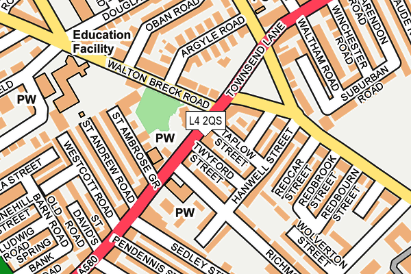 L4 2QS map - OS OpenMap – Local (Ordnance Survey)