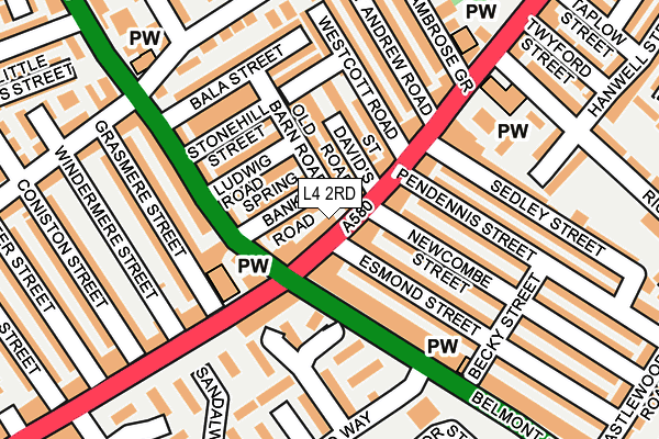 L4 2RD map - OS OpenMap – Local (Ordnance Survey)