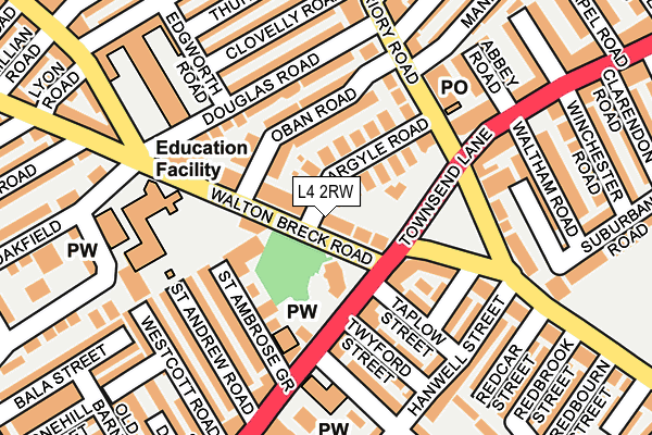 L4 2RW map - OS OpenMap – Local (Ordnance Survey)