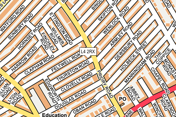 L4 2RX map - OS OpenMap – Local (Ordnance Survey)