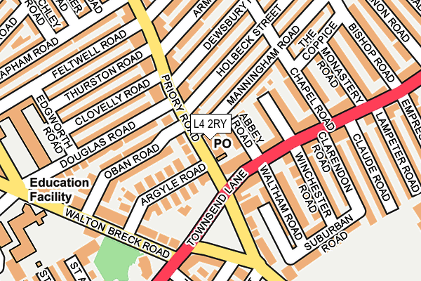 L4 2RY map - OS OpenMap – Local (Ordnance Survey)