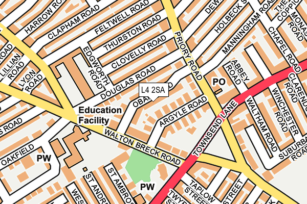 L4 2SA map - OS OpenMap – Local (Ordnance Survey)