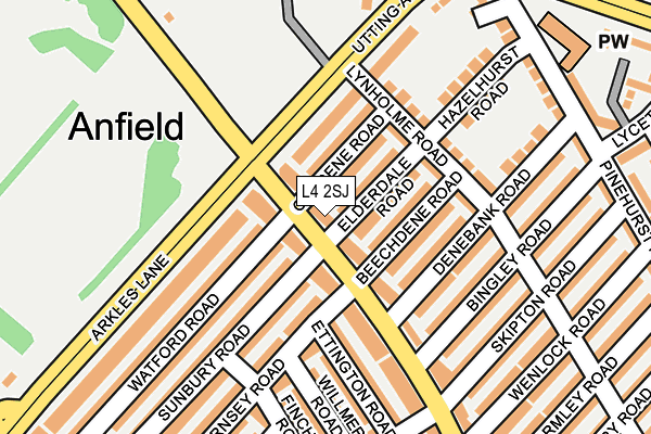 L4 2SJ map - OS OpenMap – Local (Ordnance Survey)