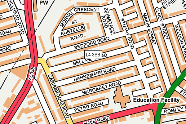 L4 3SB map - OS OpenMap – Local (Ordnance Survey)