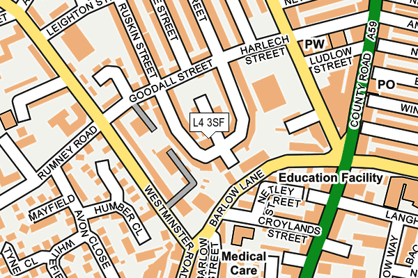 L4 3SF map - OS OpenMap – Local (Ordnance Survey)