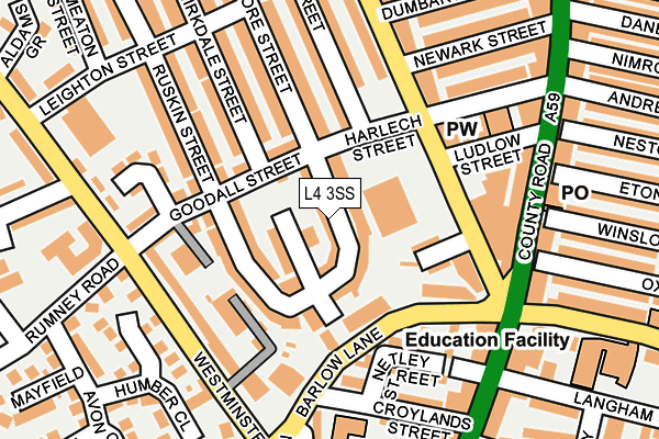L4 3SS map - OS OpenMap – Local (Ordnance Survey)