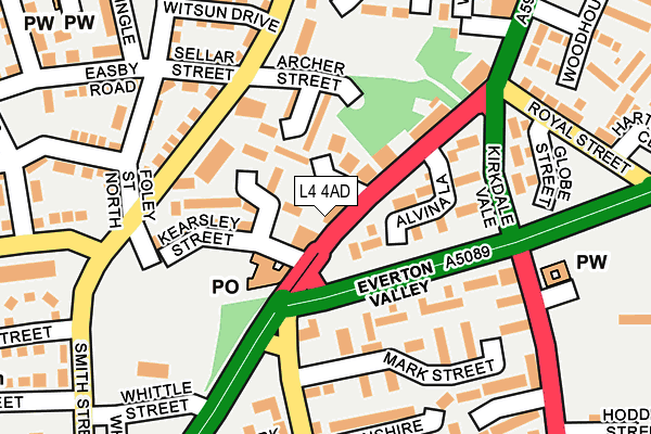 L4 4AD map - OS OpenMap – Local (Ordnance Survey)