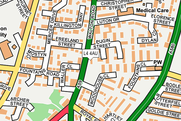 L4 4AU map - OS OpenMap – Local (Ordnance Survey)