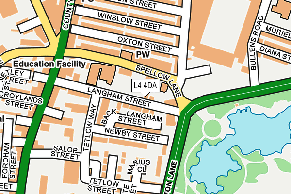 L4 4DA map - OS OpenMap – Local (Ordnance Survey)