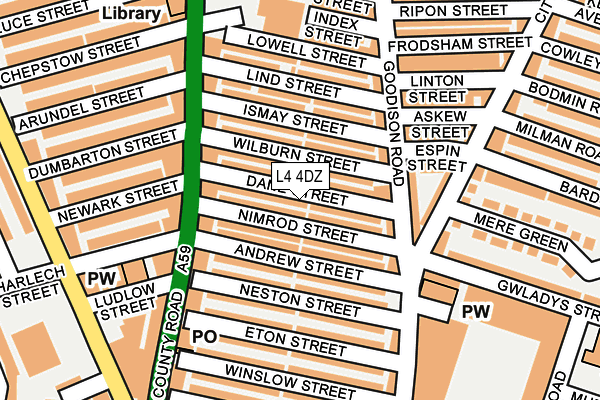 L4 4DZ map - OS OpenMap – Local (Ordnance Survey)