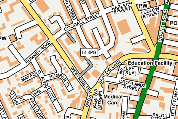 L4 4PG map - OS OpenMap – Local (Ordnance Survey)