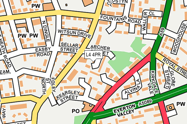 L4 4PR map - OS OpenMap – Local (Ordnance Survey)