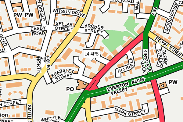 L4 4PS map - OS OpenMap – Local (Ordnance Survey)