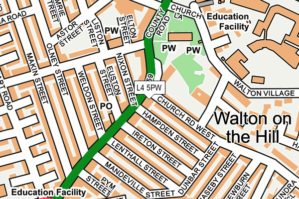 L4 5PW map - OS OpenMap – Local (Ordnance Survey)