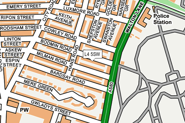 L4 5SW map - OS OpenMap – Local (Ordnance Survey)