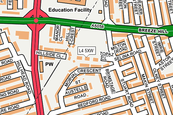 L4 5XW map - OS OpenMap – Local (Ordnance Survey)