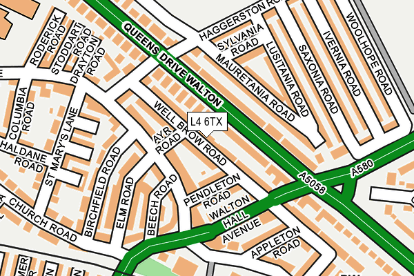 L4 6TX map - OS OpenMap – Local (Ordnance Survey)