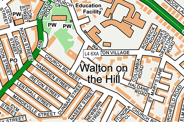 L4 6XA map - OS OpenMap – Local (Ordnance Survey)