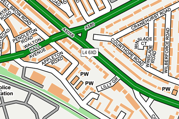 L4 6XD map - OS OpenMap – Local (Ordnance Survey)