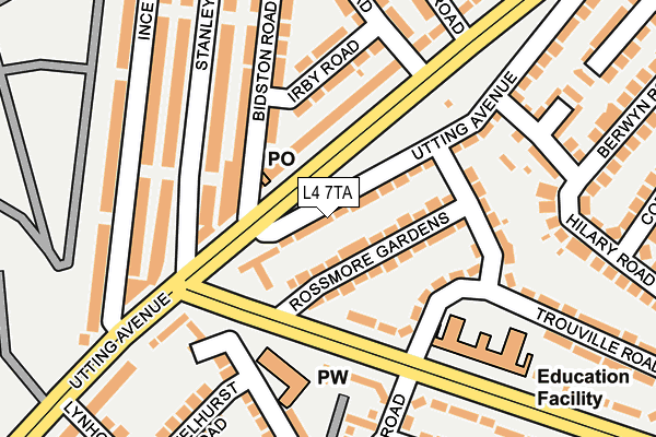 L4 7TA map - OS OpenMap – Local (Ordnance Survey)