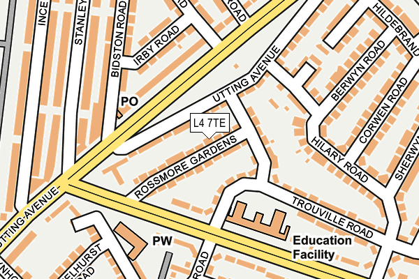 L4 7TE map - OS OpenMap – Local (Ordnance Survey)