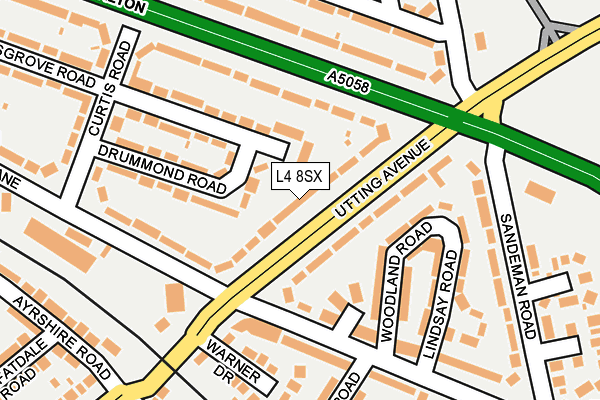 L4 8SX map - OS OpenMap – Local (Ordnance Survey)