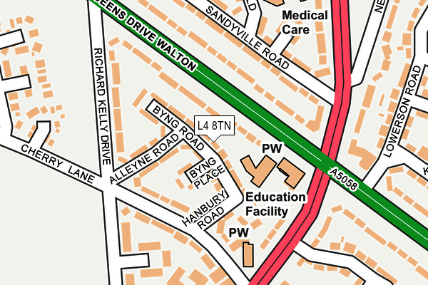 L4 8TN map - OS OpenMap – Local (Ordnance Survey)