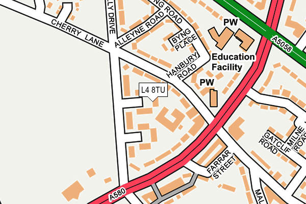L4 8TU map - OS OpenMap – Local (Ordnance Survey)