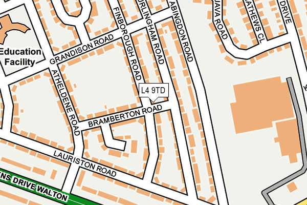 L4 9TD map - OS OpenMap – Local (Ordnance Survey)