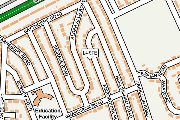 L4 9TE map - OS OpenMap – Local (Ordnance Survey)