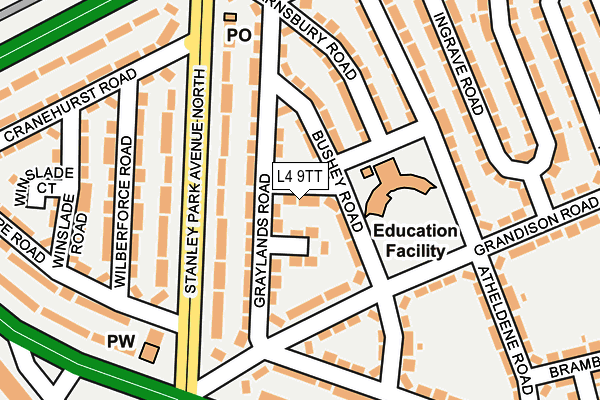 L4 9TT map - OS OpenMap – Local (Ordnance Survey)