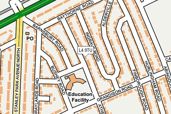 L4 9TU map - OS OpenMap – Local (Ordnance Survey)