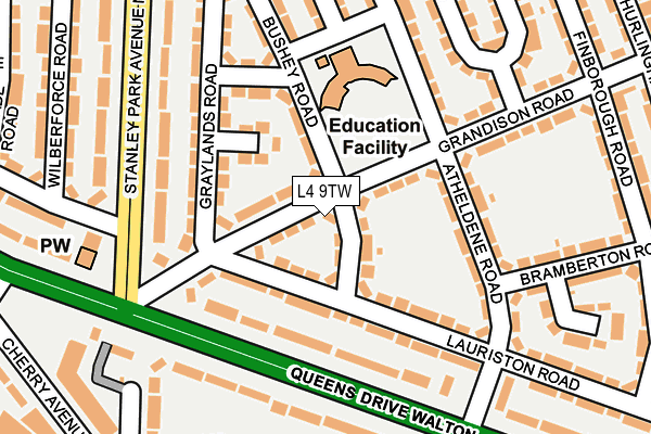 L4 9TW map - OS OpenMap – Local (Ordnance Survey)