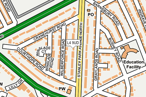 L4 9UD map - OS OpenMap – Local (Ordnance Survey)