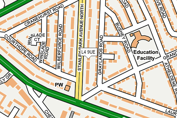 L4 9UE map - OS OpenMap – Local (Ordnance Survey)