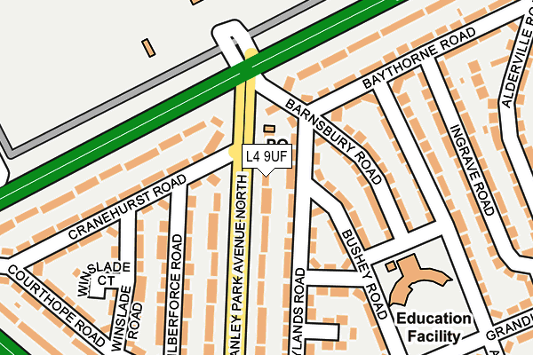 L4 9UF map - OS OpenMap – Local (Ordnance Survey)